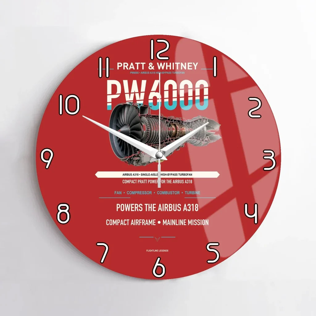 PW6000 design on red no frame wall clock