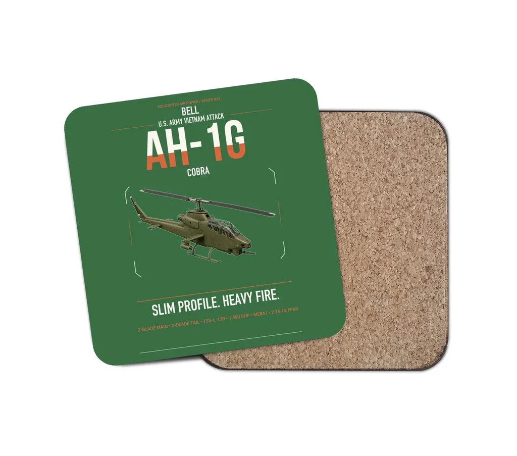 Bell AH-1G Cobra design on green 1 piece coaster