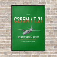 Thumbnail for Airbus C295M T.21 vertical canvas print - framed - green background