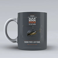 Thumbnail for Robinson R66 design on gray ceramic mug, double-side print