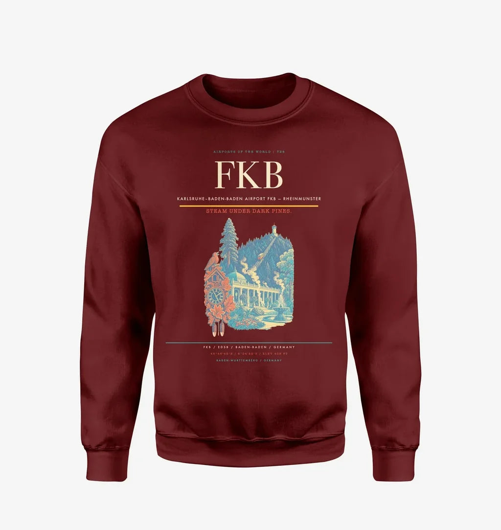 Karlsruhe–Baden-Baden Airport (FKB) design on wine red sweatshirt