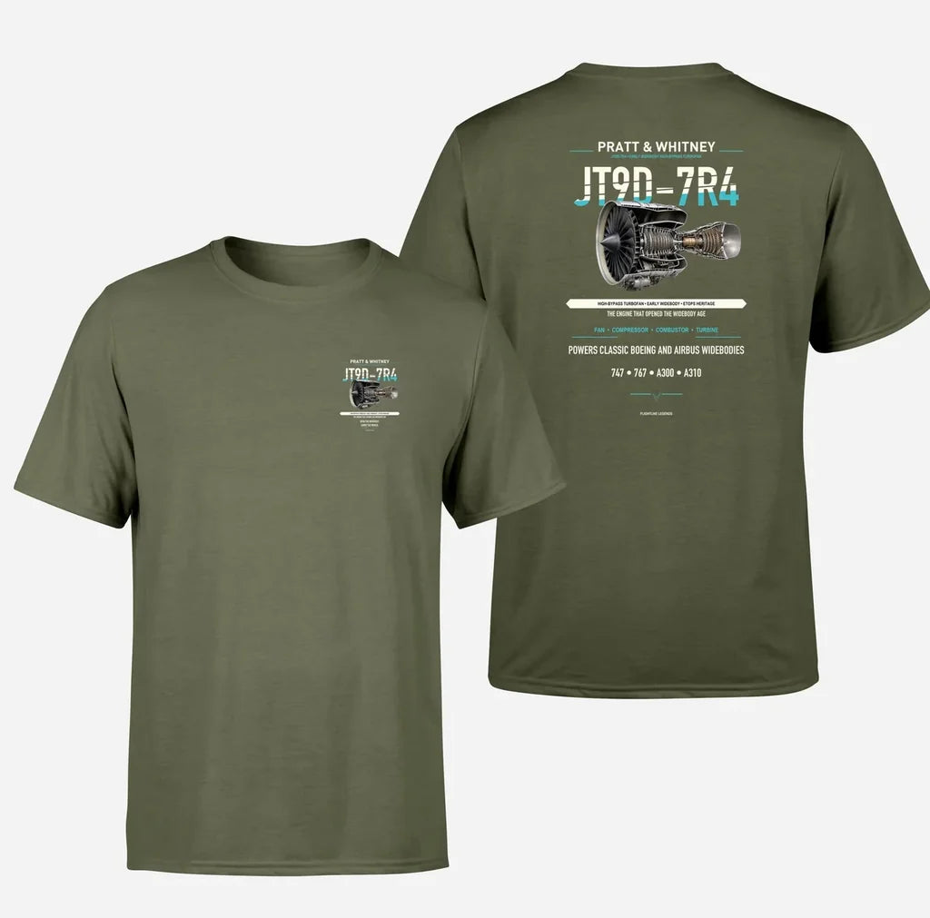 JT9D-7R4 design on green army t shirt