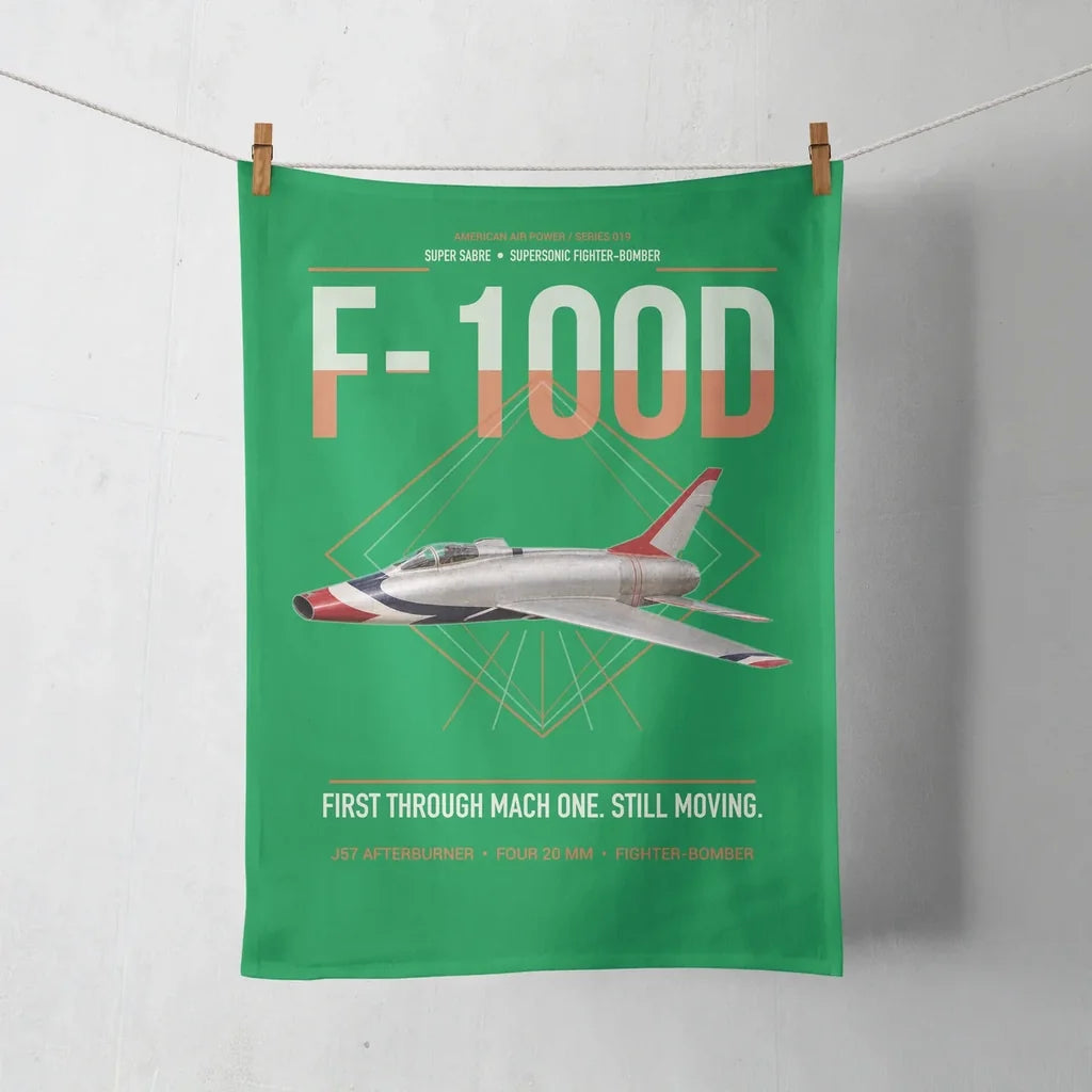F-100D Super Sabre design on green towel