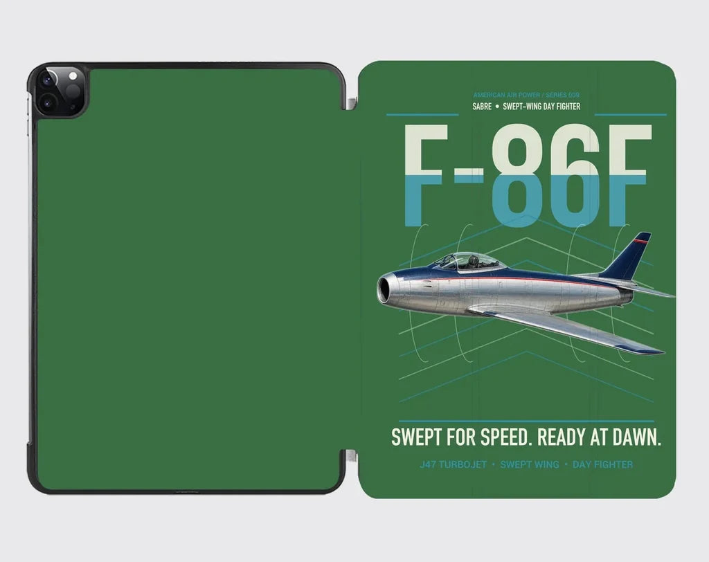 F-86F Sabre design on green ipad tablet case