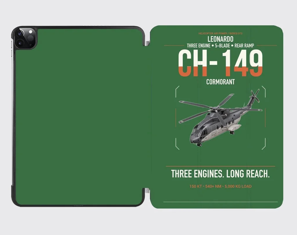 Leonardo CH-149 Cormorant design on green ipad tablet case