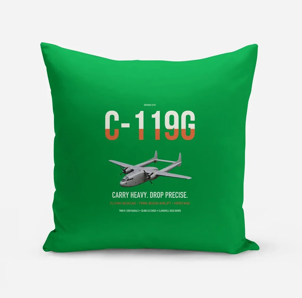 C-119G Flying Boxcar design on green pillow