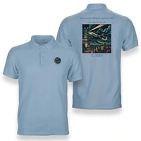 Thumbnail for VINTAGE G4248 - The Night Freight Departure - Double-Side Polo T-Shirt design on lightblue