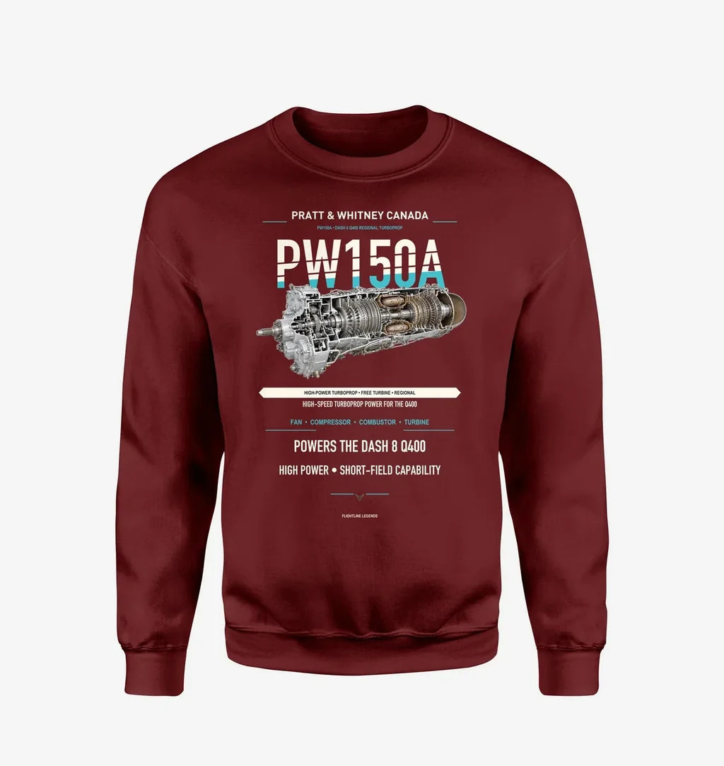 PW150A design on wine red sweatshirt