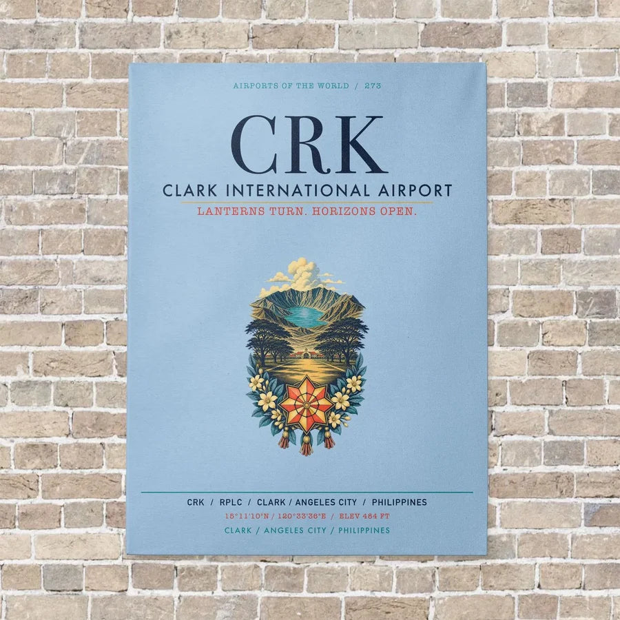 Clark International Airport CRK vertical canvas print - no frame - light blue background
