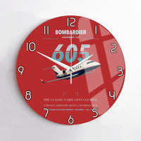 Thumbnail for Bombardier Challenger 605 design on red no frame wall clock