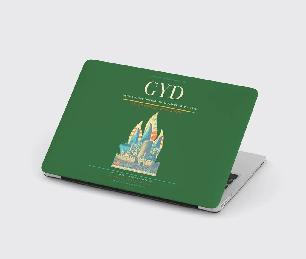 Heydar Aliyev International Airport (GYD) design on green MacBook case