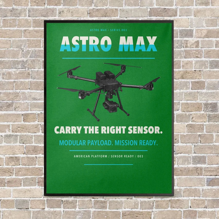 Freefly Astro Max vertical canvas print - framed - green background