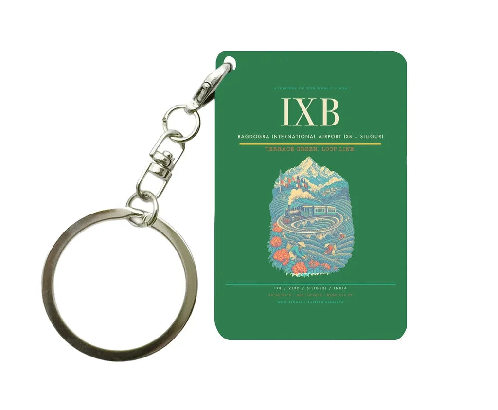 Bagdogra International Airport IXB — Siliguri Key Chain design on green key chain