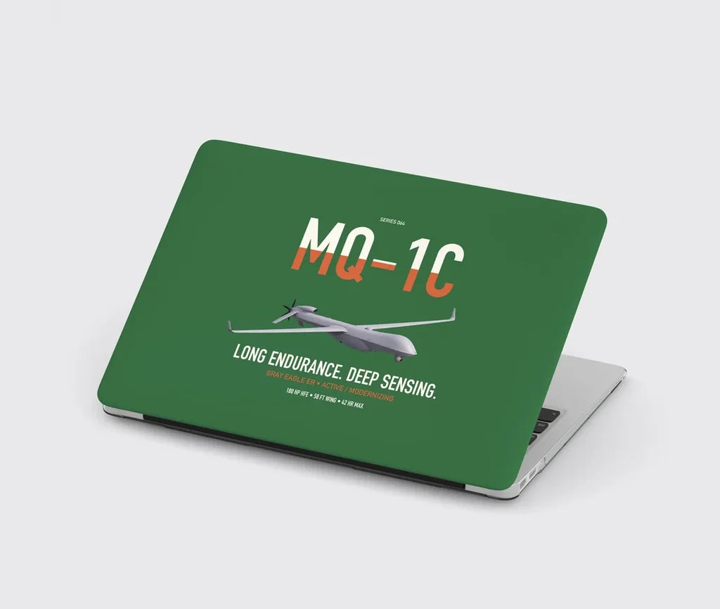 MQ-1C Gray Eagle ER design on green MacBook case