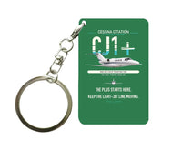 Thumbnail for Cessna Citation CJ1+ design on green designed key chain, double-side print