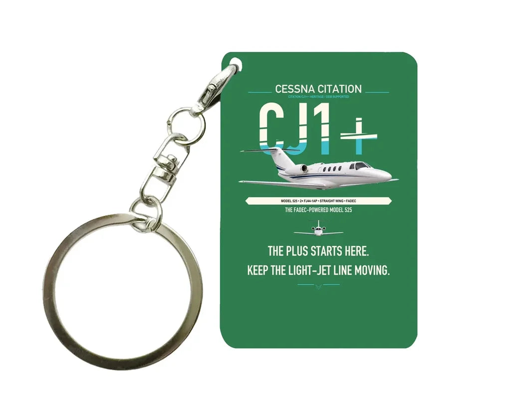 Cessna Citation CJ1+ design on green designed key chain, double-side print