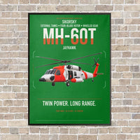 Thumbnail for Sikorsky MH-60T Jayhawk vertical canvas print - framed - green background