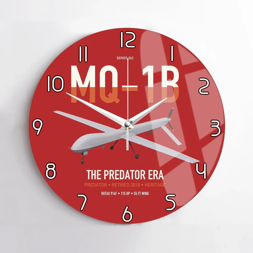 MQ-1B Predator design on red no frame wall clock