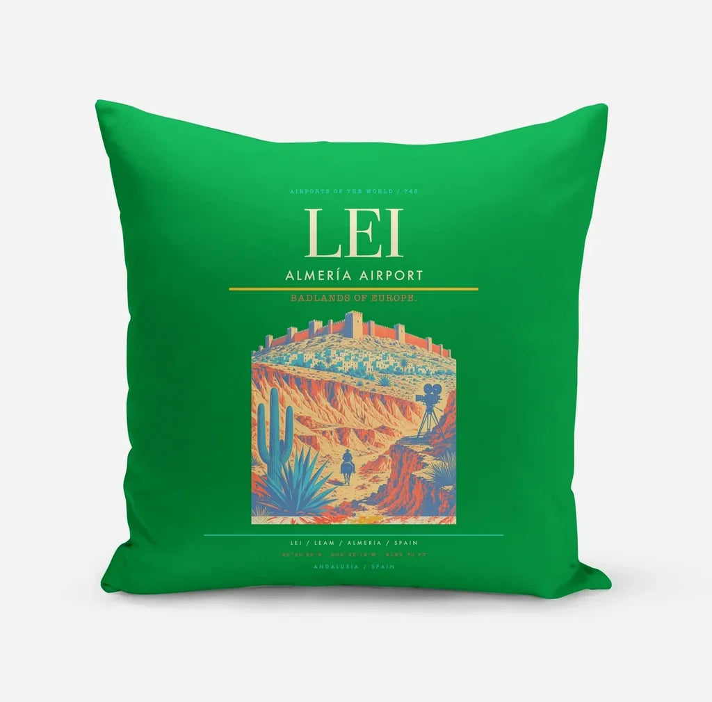 Almería Airport (LEI) design on green pillow