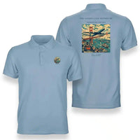Thumbnail for VINTAGE G4116 - The Golden Gate Departure - Double-Side Polo T-Shirt design on lightblue