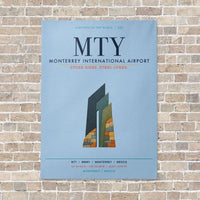 Thumbnail for Monterrey International Airport MTY vertical canvas print - no frame - light blue background