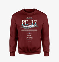 Thumbnail for Pilatus PC-12 PRO design on wine red sweatshirt