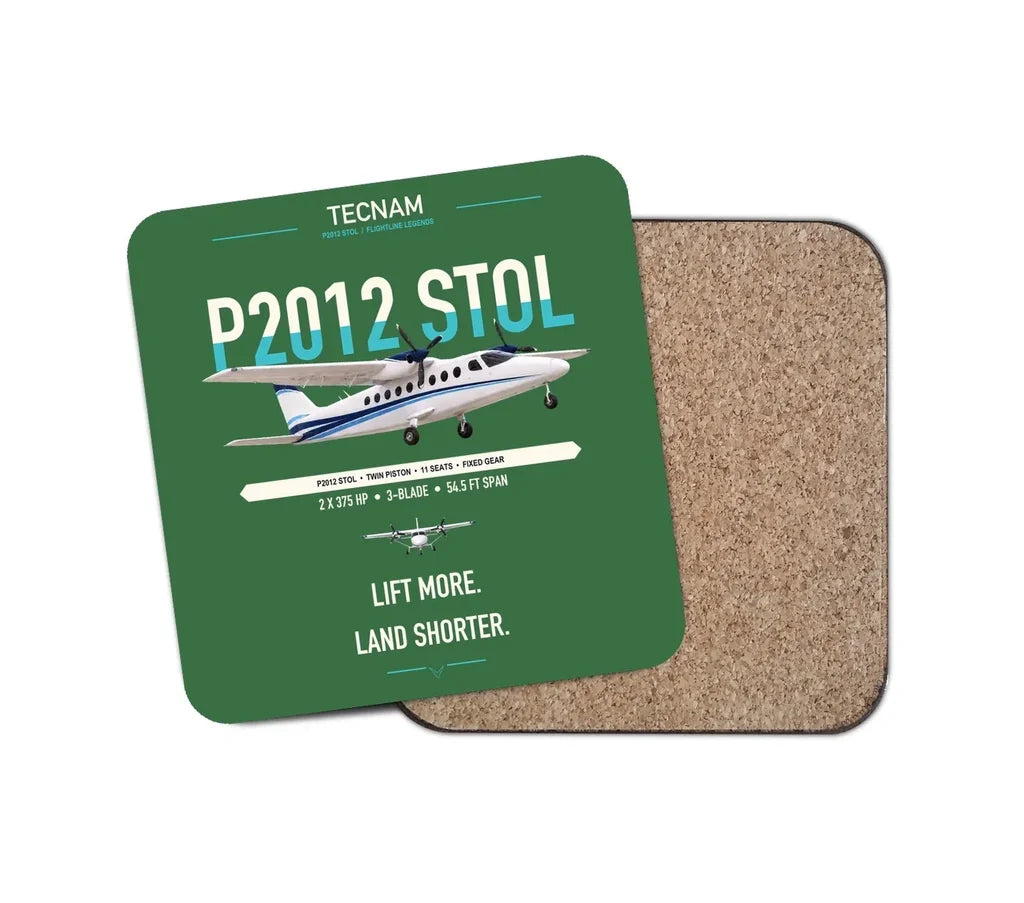 Tecnam P2012 STOL design on green 1 piece coaster
