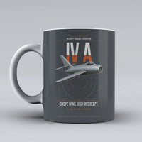 Thumbnail for Dassault Mystère IV A design on gray ceramic mug, double-side print