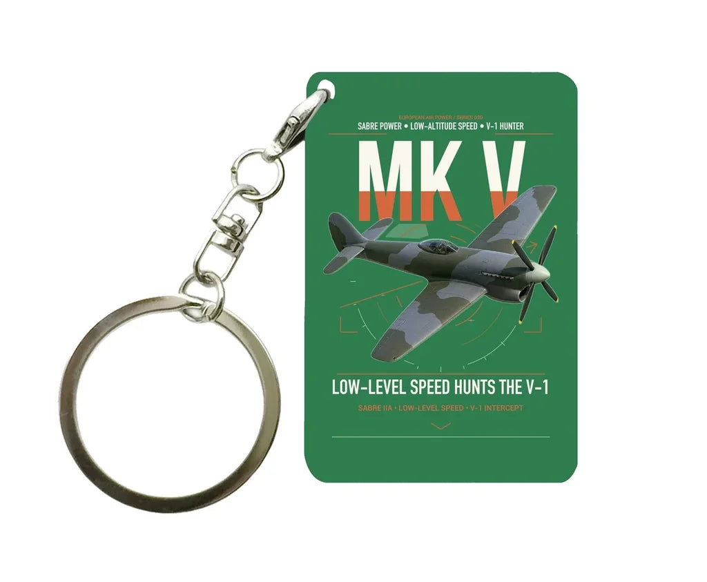 Hawker Tempest Mk V design on green designed key chain, double-side print