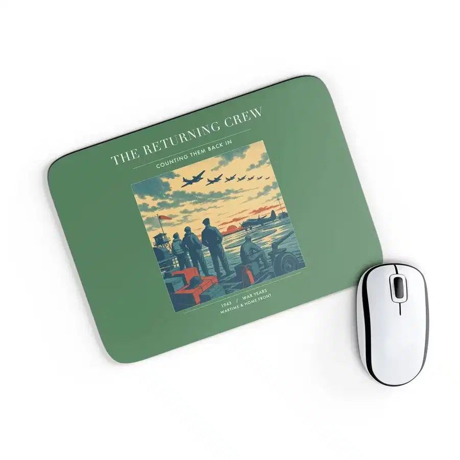 VINTAGE G4519 - The Returning Crew - Designed Mouse Pads design on green rectangle