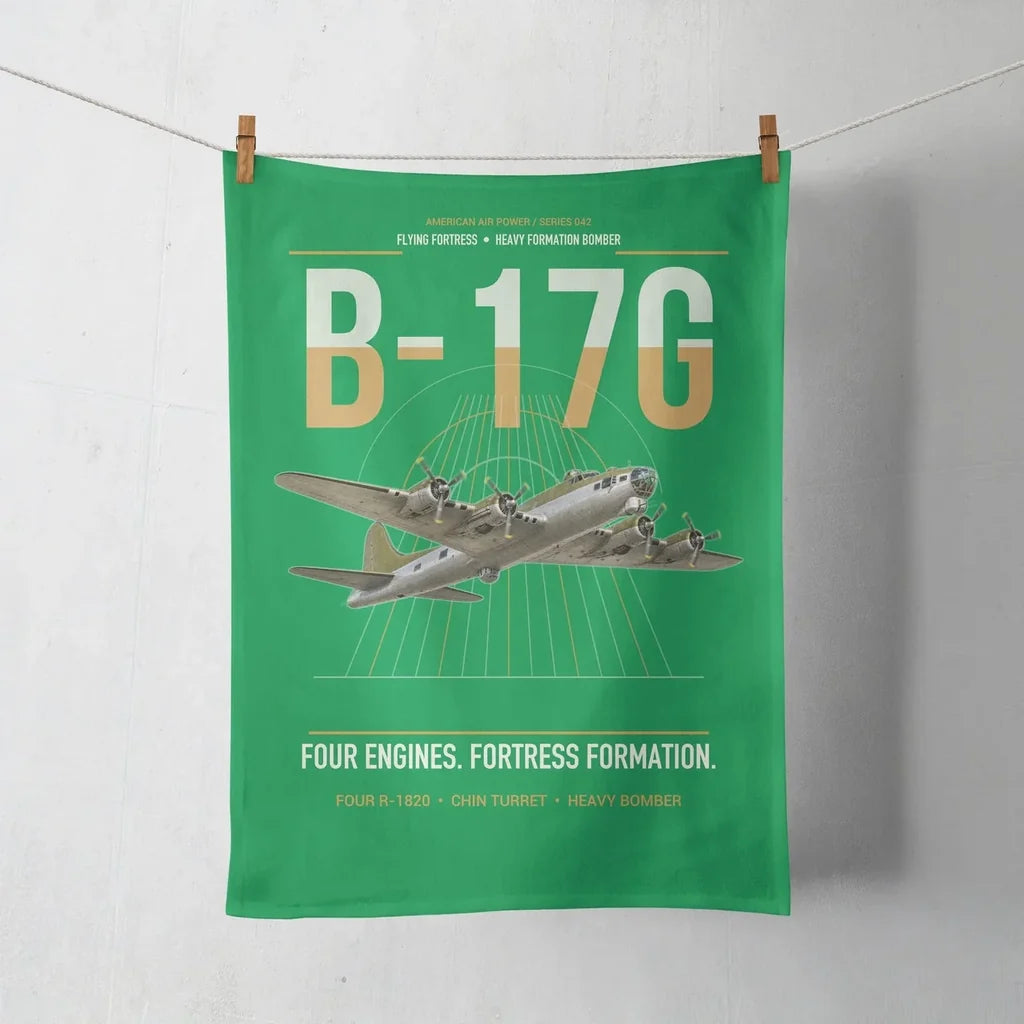 B-17G Flying Fortress design on green towel