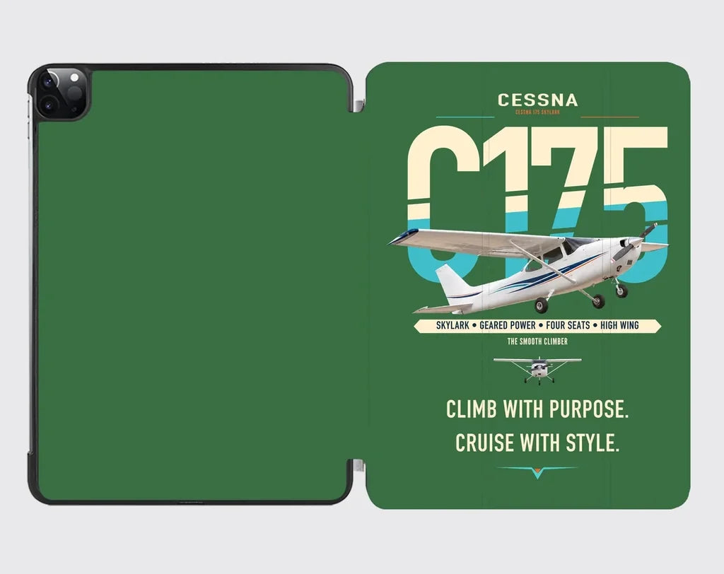 Cessna 175 Skylark design on green ipad tablet case