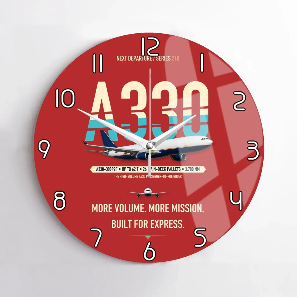 Airbus A330-300P2F design on red no frame wall clock