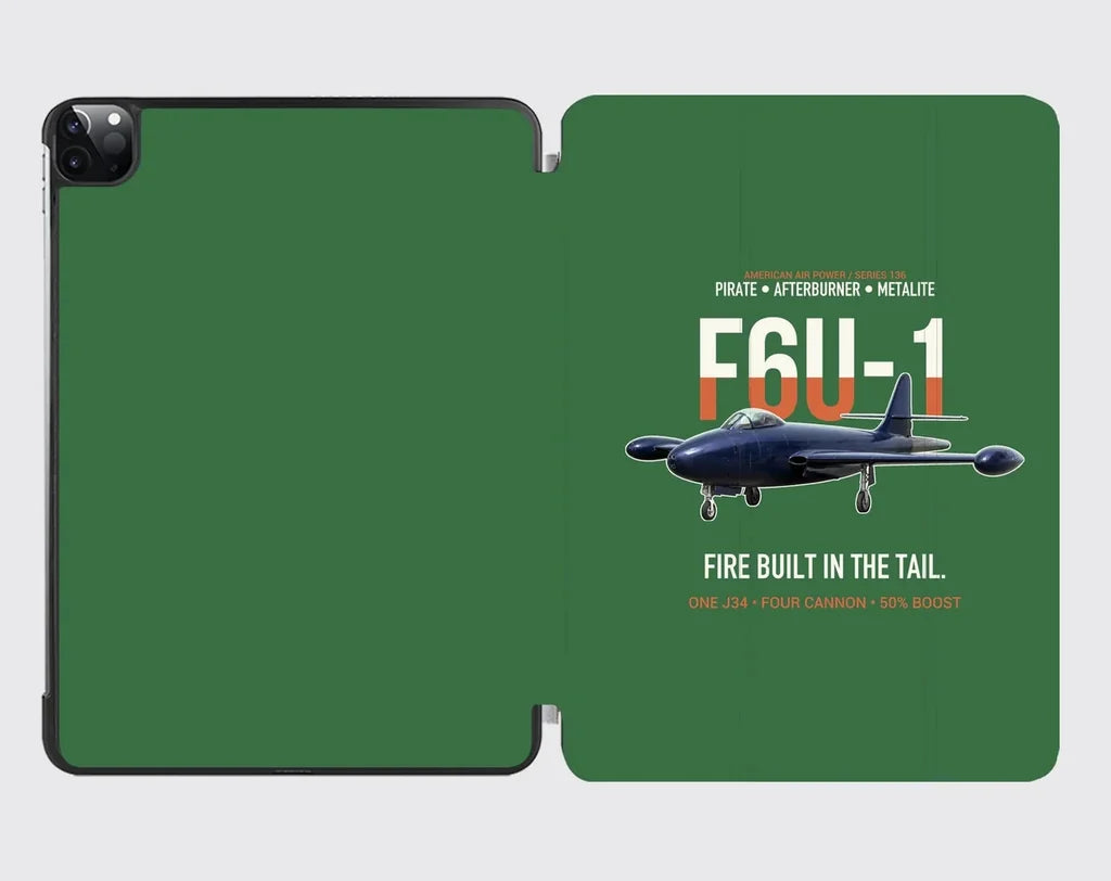 F6U-1 Pirate Fire Built in the Tail design on green ipad tablet case