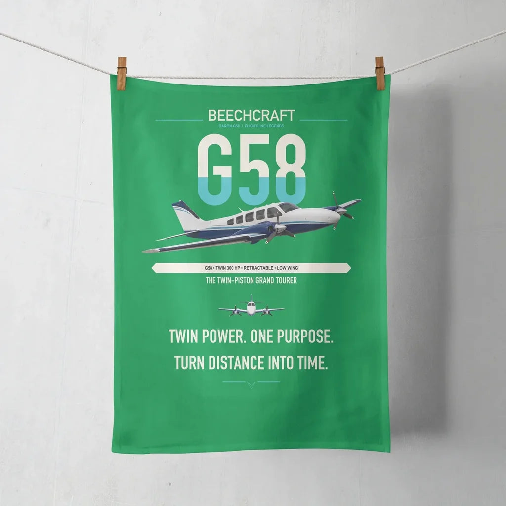 Beechcraft Baron G58 design on green towel