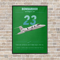Thumbnail for Bombardier Learjet 23 vertical canvas print - framed - green background
