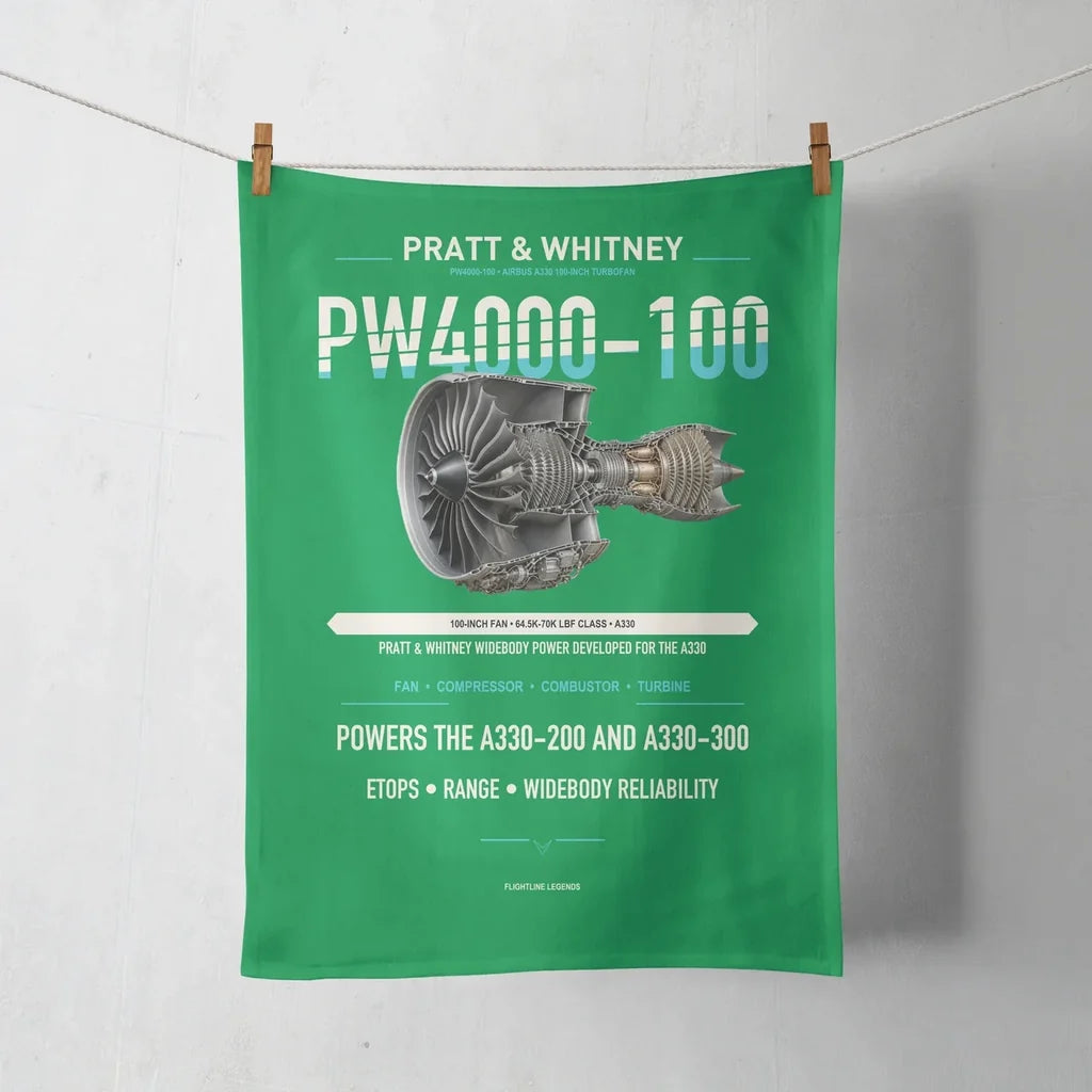 PW4000-100 design on green towel