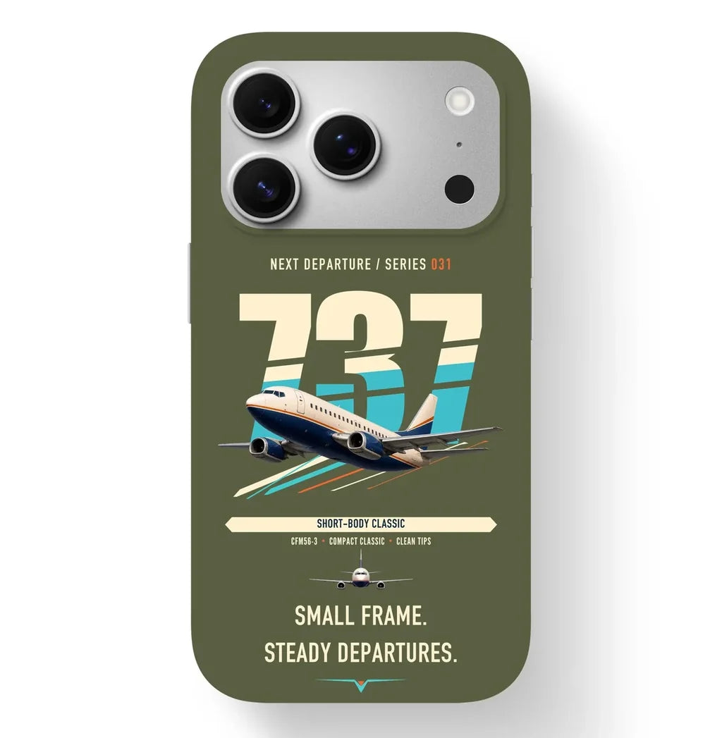 Boeing 737-500 Classic design on green army magsafe iphone case