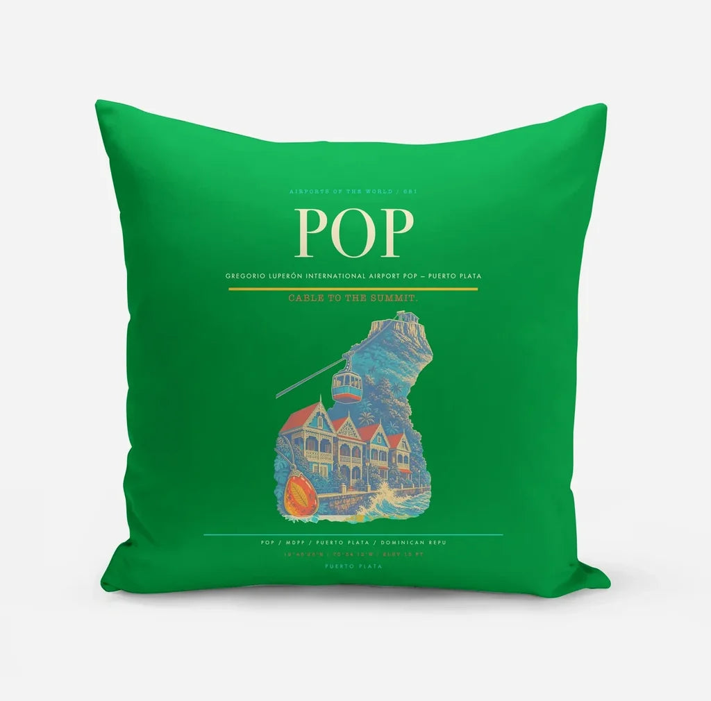 Gregorio Luperón International Airport (POP) design on green pillow