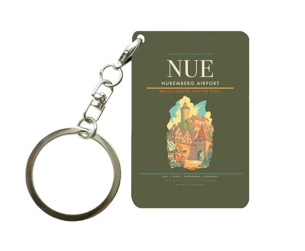 Nuremberg Airport (NUE) design on green army key chain