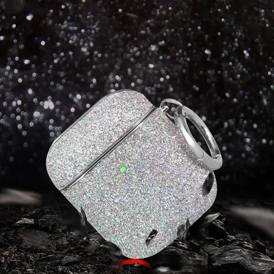 AirPods case with AirPods Pro/2/3 Hard Case: Electroplated Finish with Sparkling Glitter & Rhinestones - Protective & Chic gr