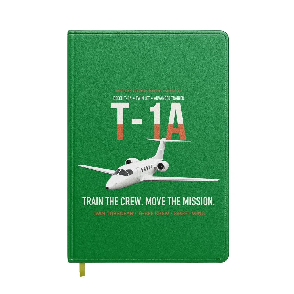 T-1A Jayhawk Advanced Jet Trainer design on green notebook