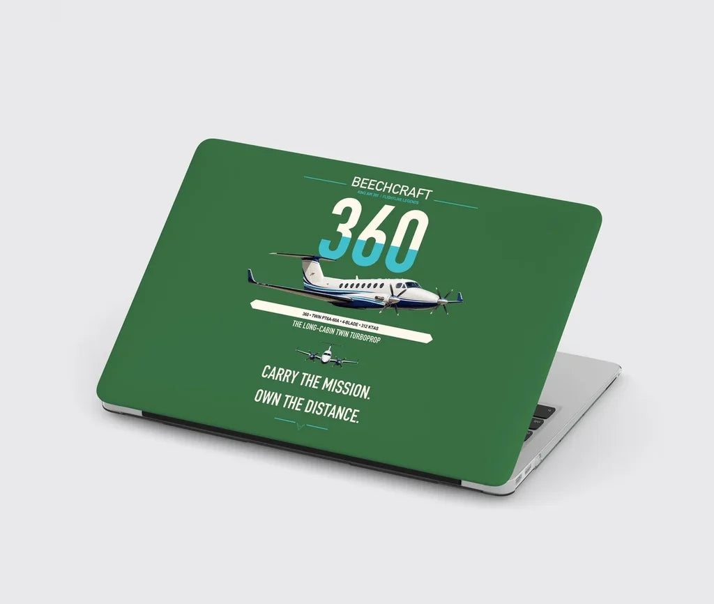 Beechcraft King Air 360 design on green MacBook case