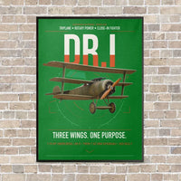 Thumbnail for Fokker Dr.I vertical canvas print - framed - green background