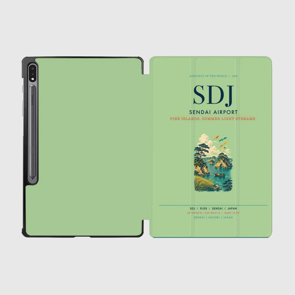Sendai Airport (SDJ) design on light green samsung tablet tablet case