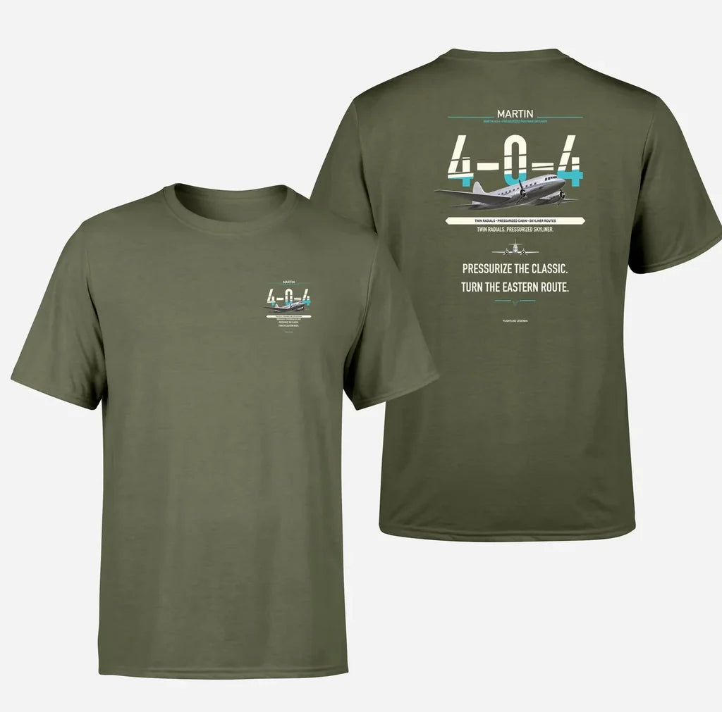 Martin 4-0-4 design on green army t shirt