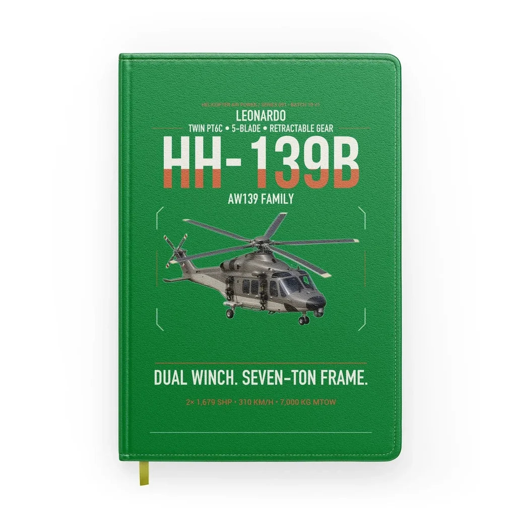 Leonardo HH-139B design on green notebook