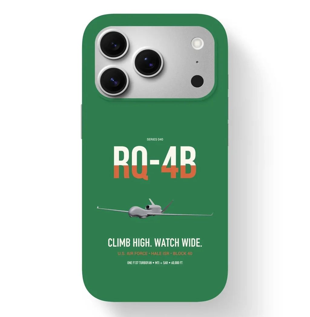 RQ-4B Global Hawk design on green magsafe iphone case, for iPhone 17 Pro