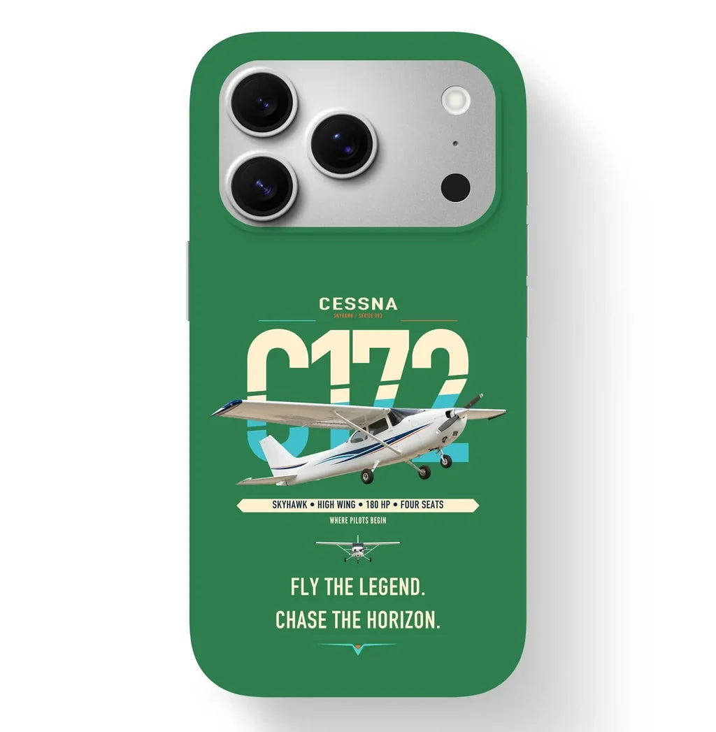 Cessna 172 Skyhawk design on green magsafe iphone case, for iPhone 17 Pro