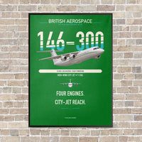 Thumbnail for BAe 146-300 vertical canvas print - framed - green background